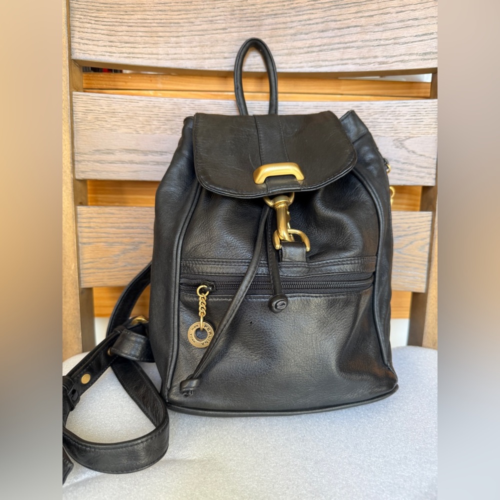Perlina Black Leather Backpack